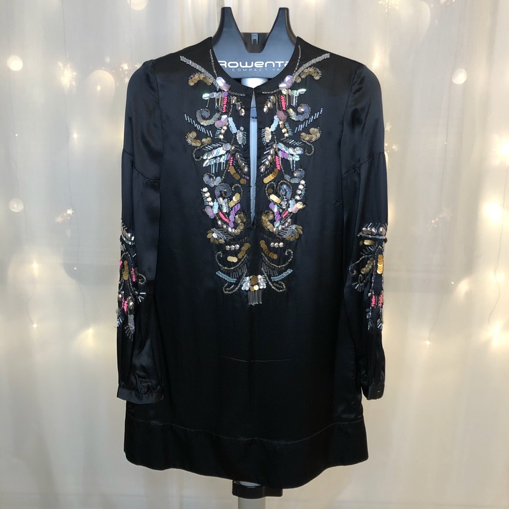 100% Silk bearded black dress